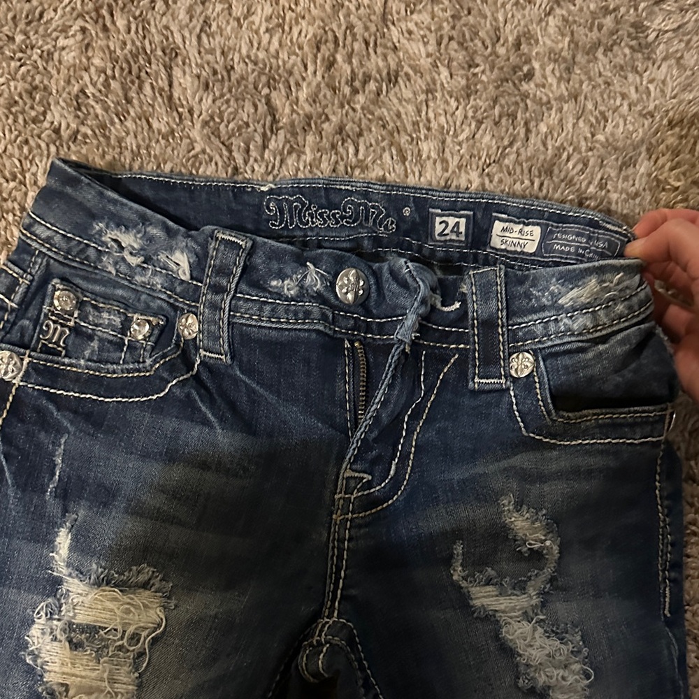 Miss Me Dark Blue Distressed Skinny Jeans - Picture 2 of 4